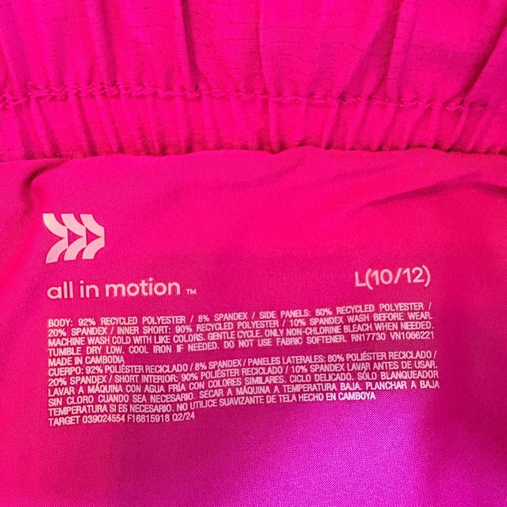 All in Motion Running Shorts Girls Large 10/12 Pink Athletic Gym Mesh Liner